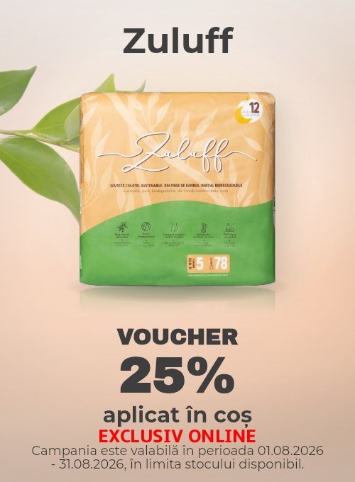 Promotie cu 25% voucher aplicat in cos la Zuluff
