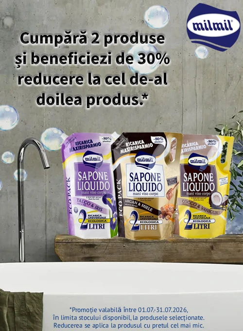 Promotie cu 30% reducere la al doilea produs Mil Mil