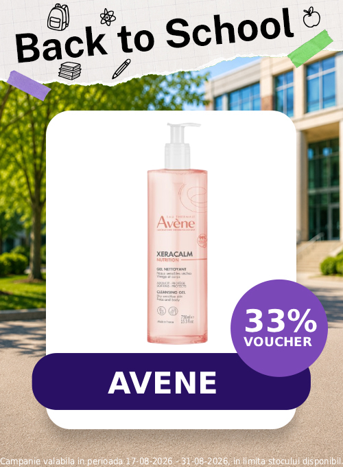 Promotie cu 33 lei voucher aplicat in cos la Avene - Back to School