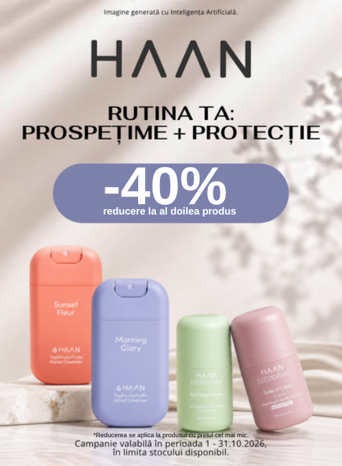 Promotie cu 40% reducere la al doilea produs Haan