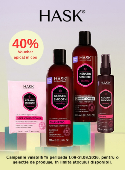Promotie cu 40% voucher aplicat in cos la Hask