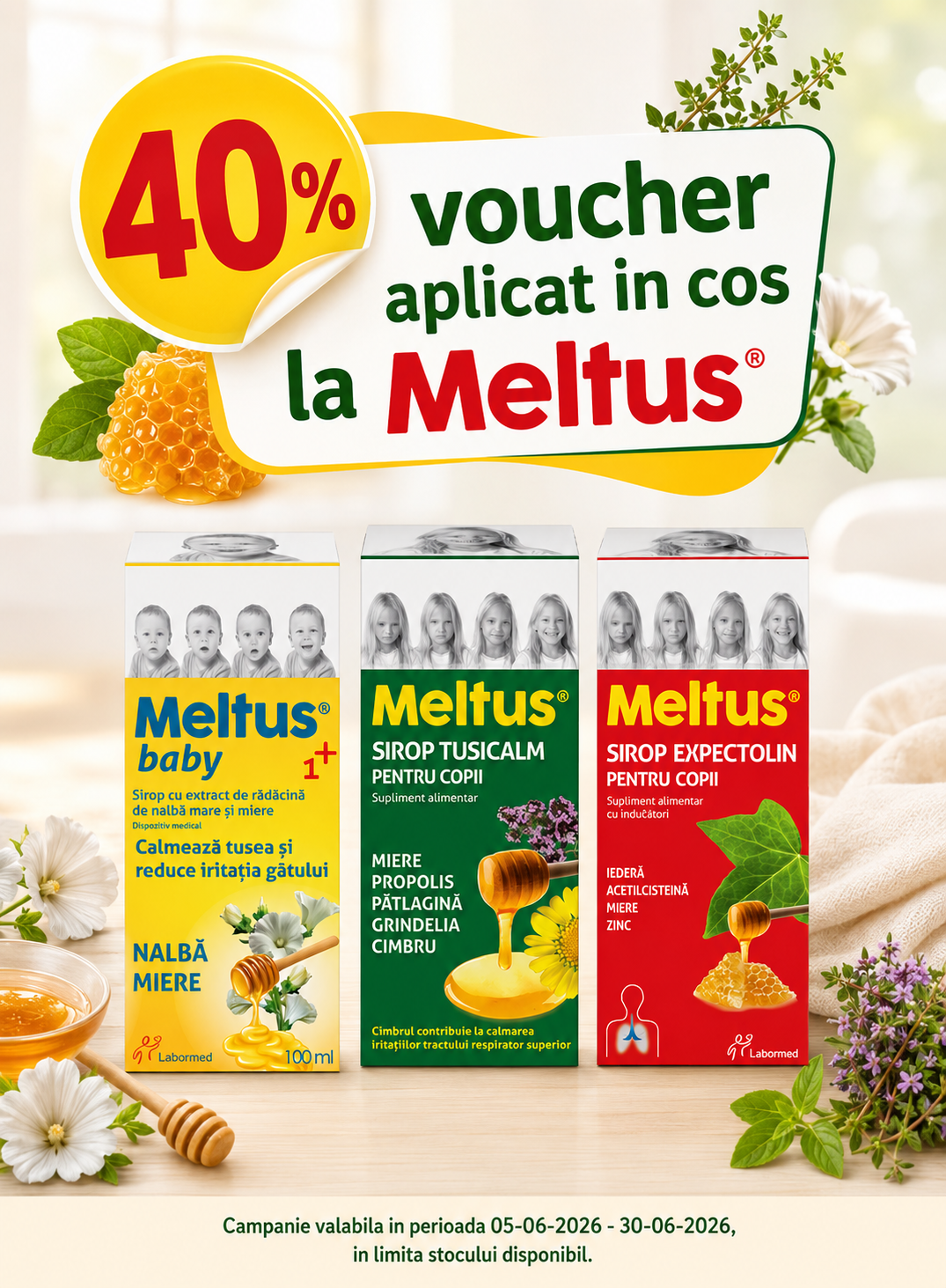 Promotie cu 40% voucher aplicat in cos la Meltus