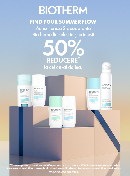 Promotie cu 50% reducere la al doilea produs Biotherm