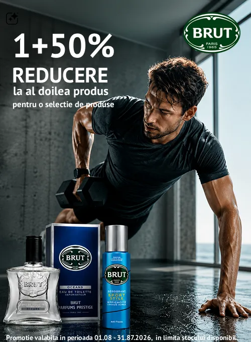 Promotie cu 50% reducere la al doilea produs Brut