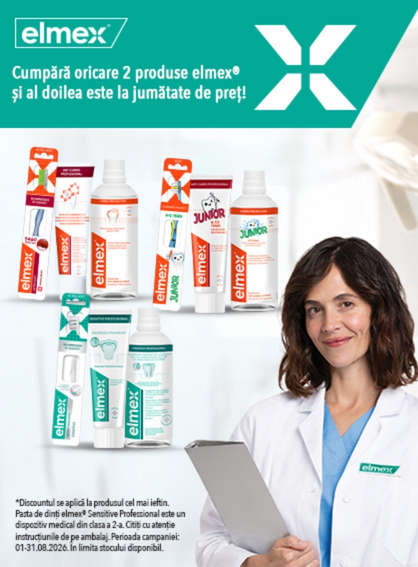 Promotie cu 50% reducere la al doilea produs Elmex