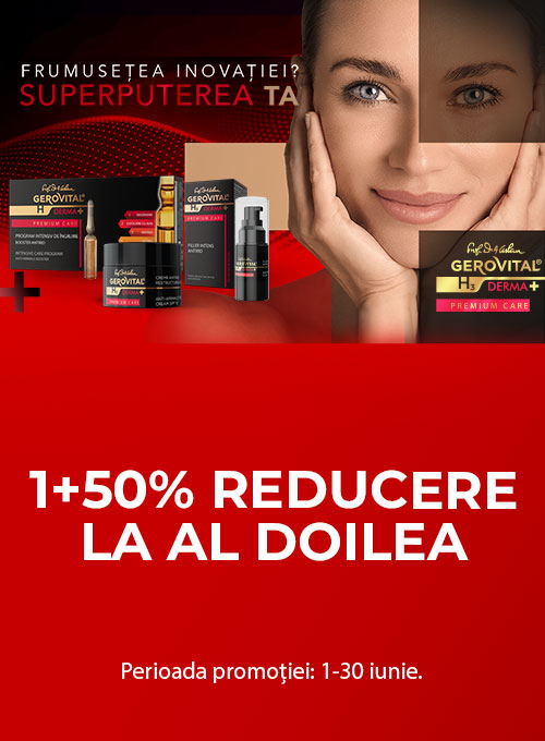 Promotie cu 50% reducere la al doilea produs Gerovital Derma+ Premium Care