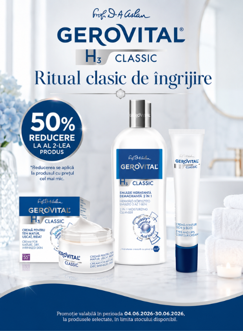 Promotie cu 50% reducere la al doilea produs Gerovital H3