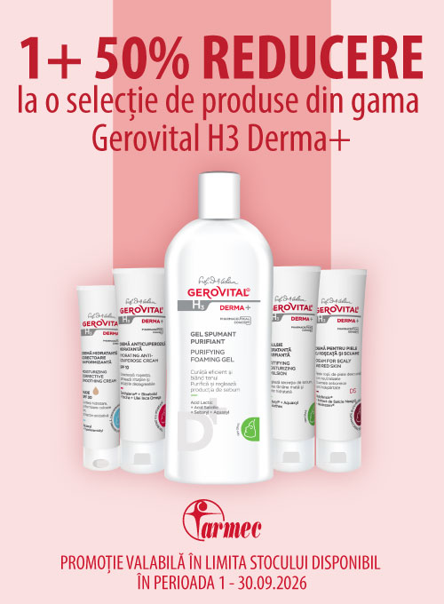 Promotie cu 50% reducere la al doilea produs Gerovital H3 Derma +