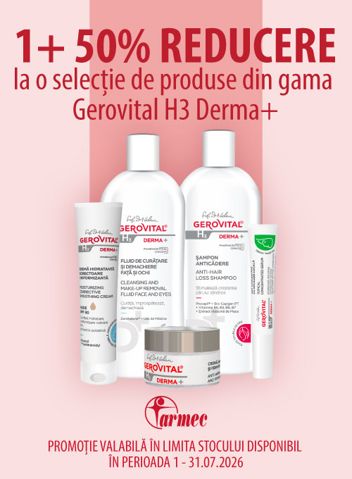 Promotie cu 50% reducere la al doilea produs Gerovital H3 Derma+