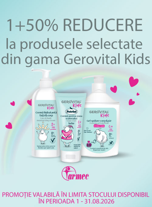 Promotie cu 50% reducere la al doilea produs Gerovital Kids