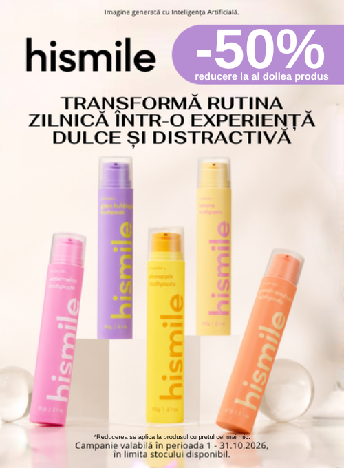 Promotie cu 50% reducere la al doilea produs Hismile