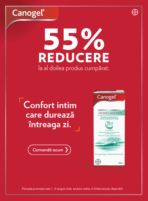 Promotie cu 55% reducere la al doilea produs Identic Bayer Canogel