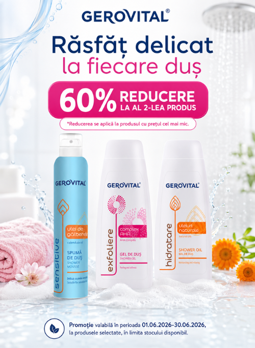 Promotie cu 60% reducere la al doilea produs Gerovital