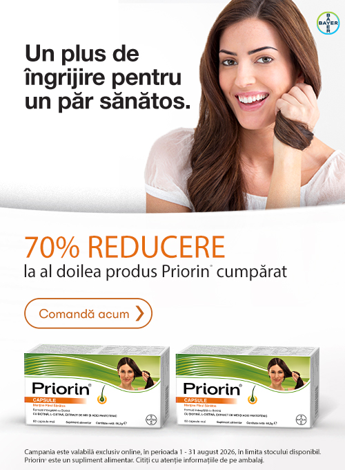 Promotie cu 70% reducere la al doilea produs identic Priorin