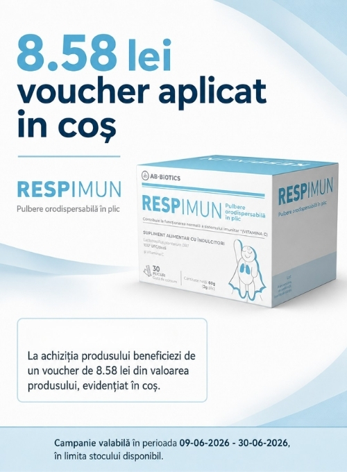 Promotie cu 8.58 lei voucher aplicat in cos la Respimun