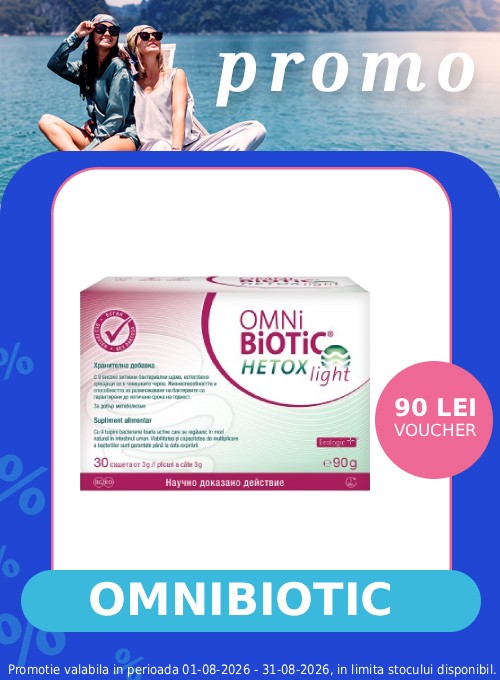 Promotie cu 90 lei voucher valoric aplicat in cos la Omnibiotic