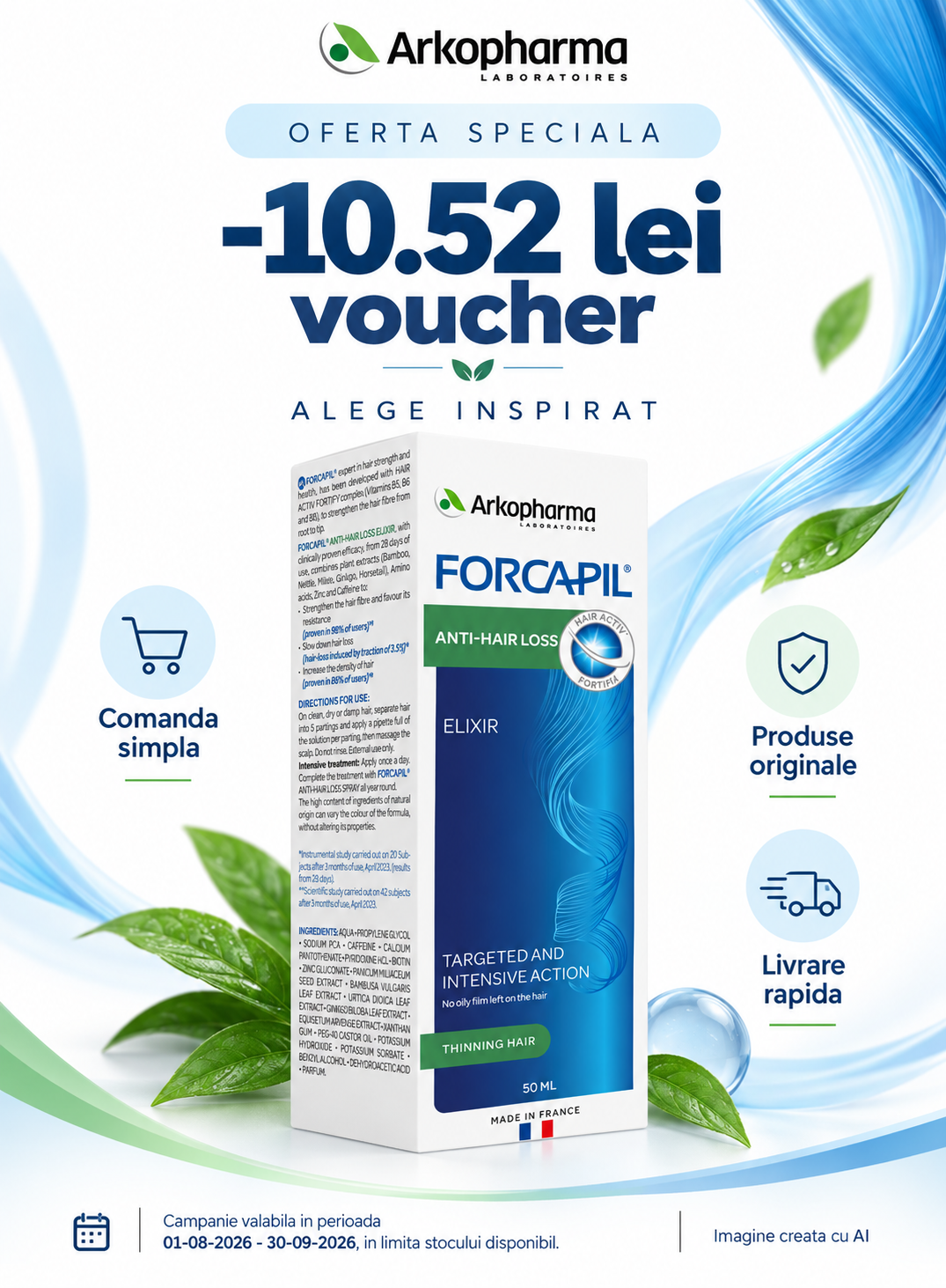 Promotie cu extra 10.52 lei voucher aplicat in cos la Forcapil