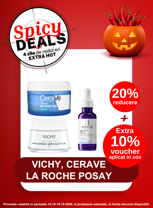 Promotie cu extra 10% voucher aplicat in cos la Vichy, Cerave si La Roche Posay - Spicy Deals