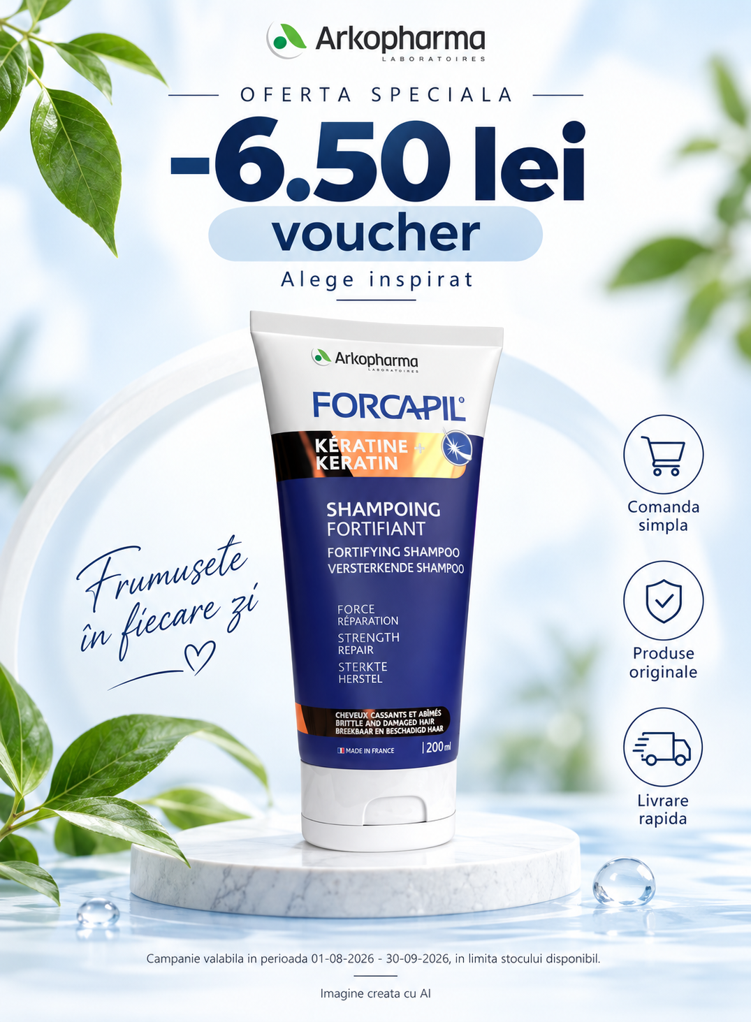 Promotie cu extra 6.50 lei Voucher aplicat in cos la Forcapil