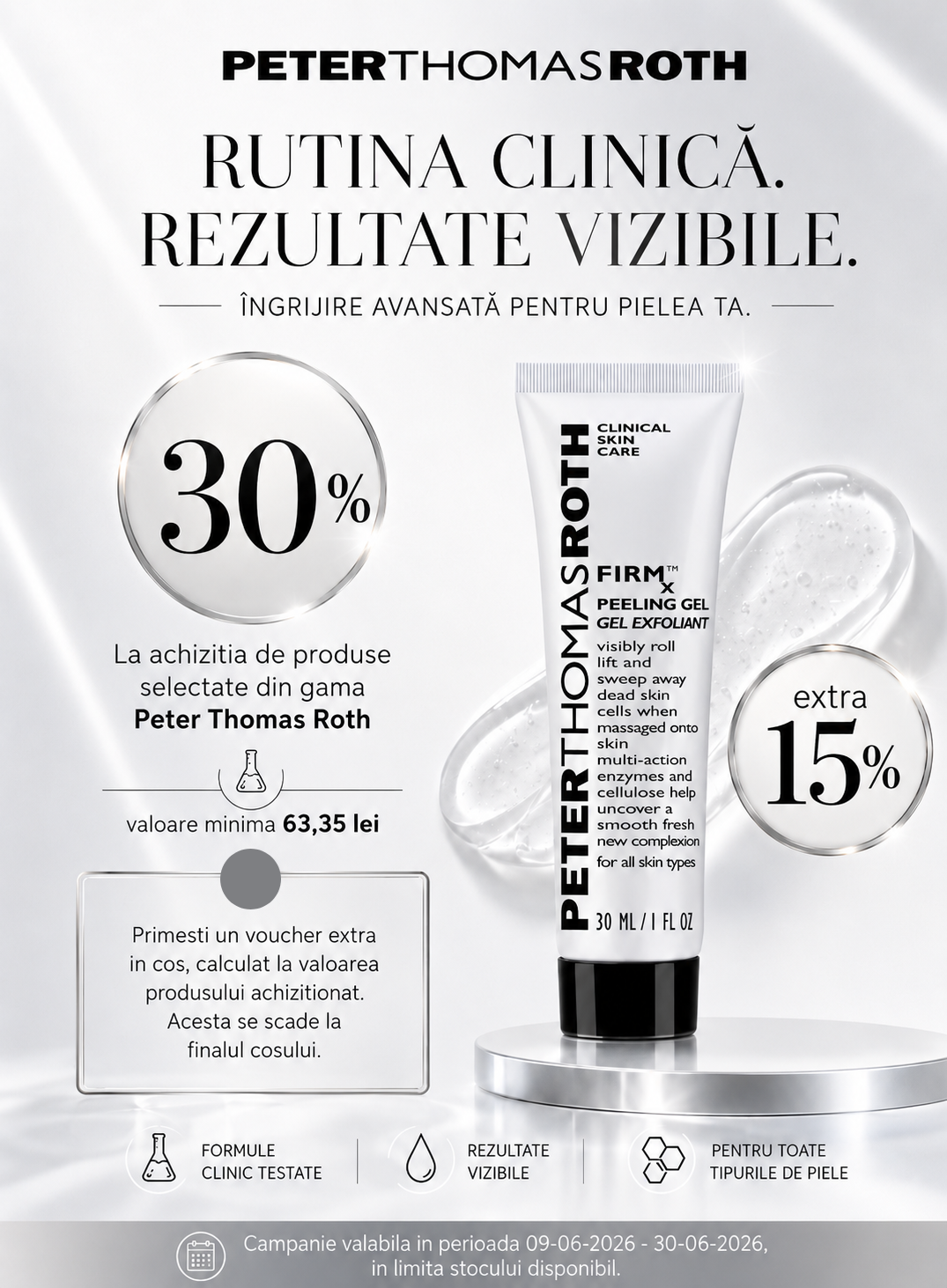 Promotie cu extra voucher aplicat in cos 15% la Peter Thomas Roth