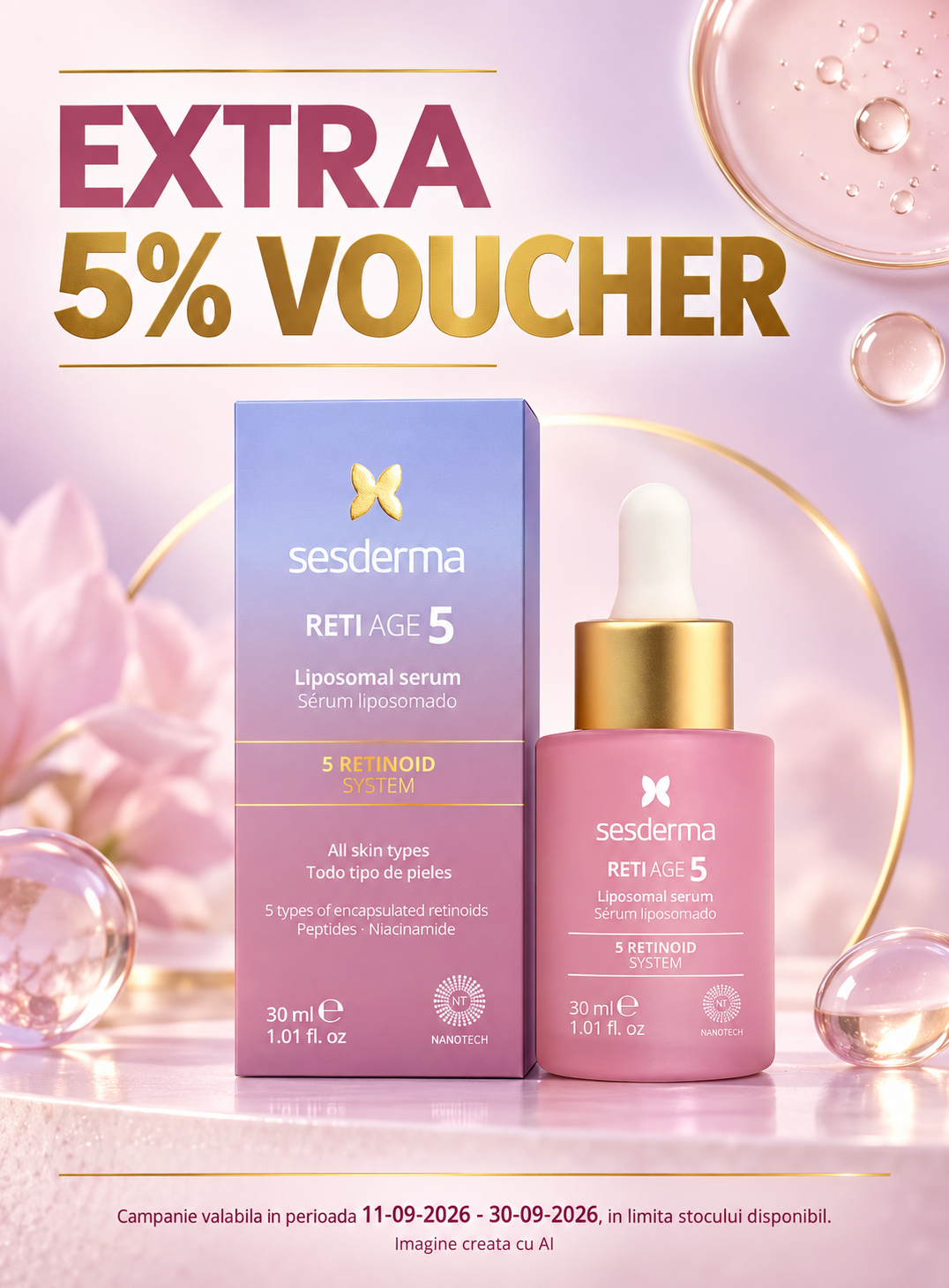 Promotie cu extra voucher aplicat in cos 5% la Sesderma