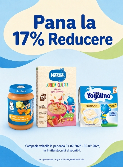 Promotie cu pana la 17% reducere la Nestle, Gerber si Yogolino