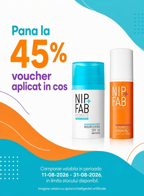 Promotie cu pana la 45% voucher aplicat in cos la Nip+Fab
