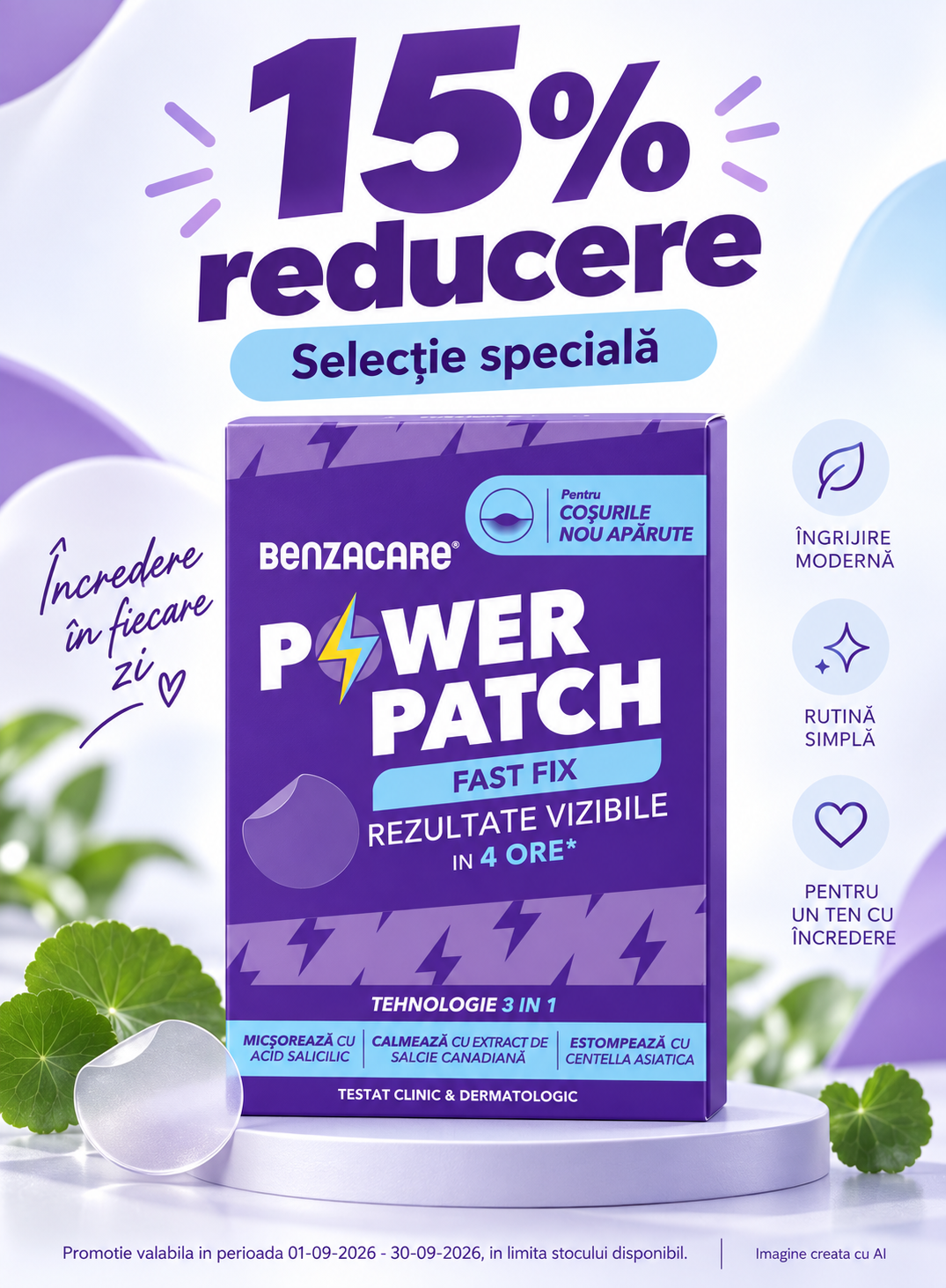 Promotie cu reducere 15% la Galderma - Benzacare Power Patch
