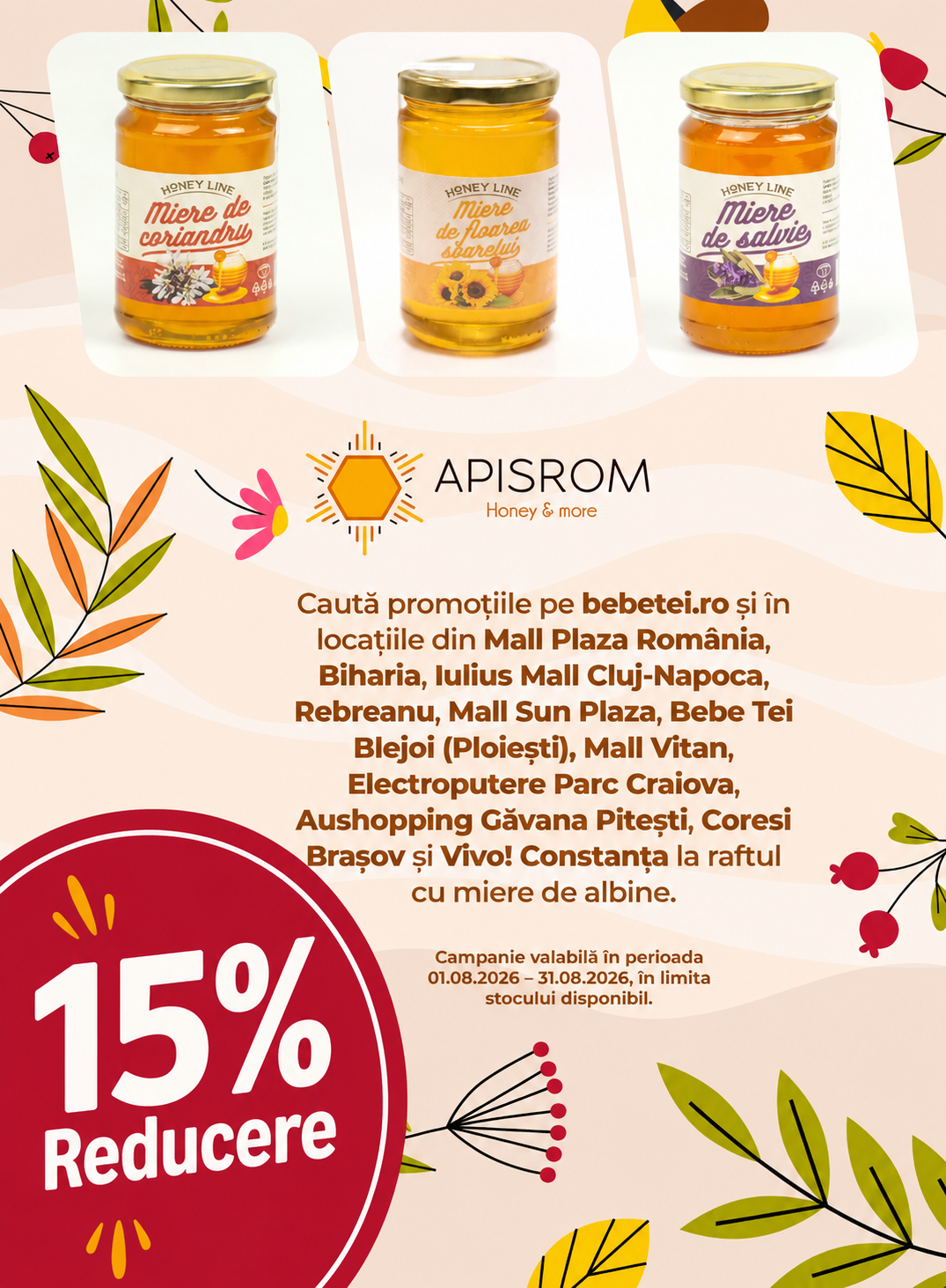 Promotie cu reducere 15% la Honey Line