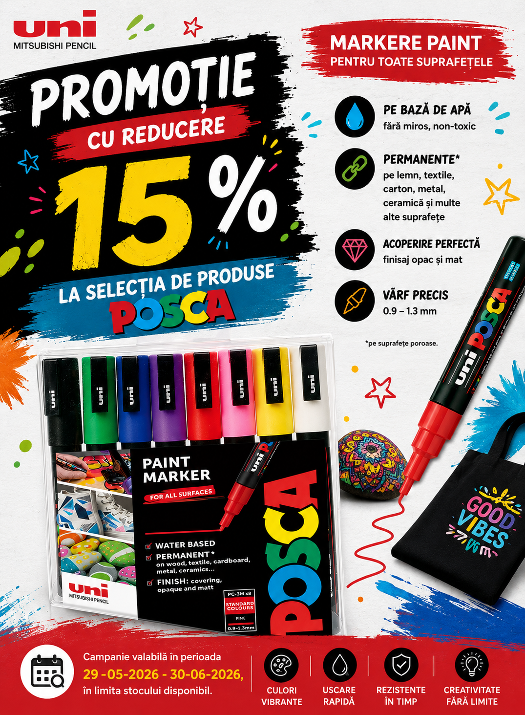 Promotie cu reducere 15% la Posca