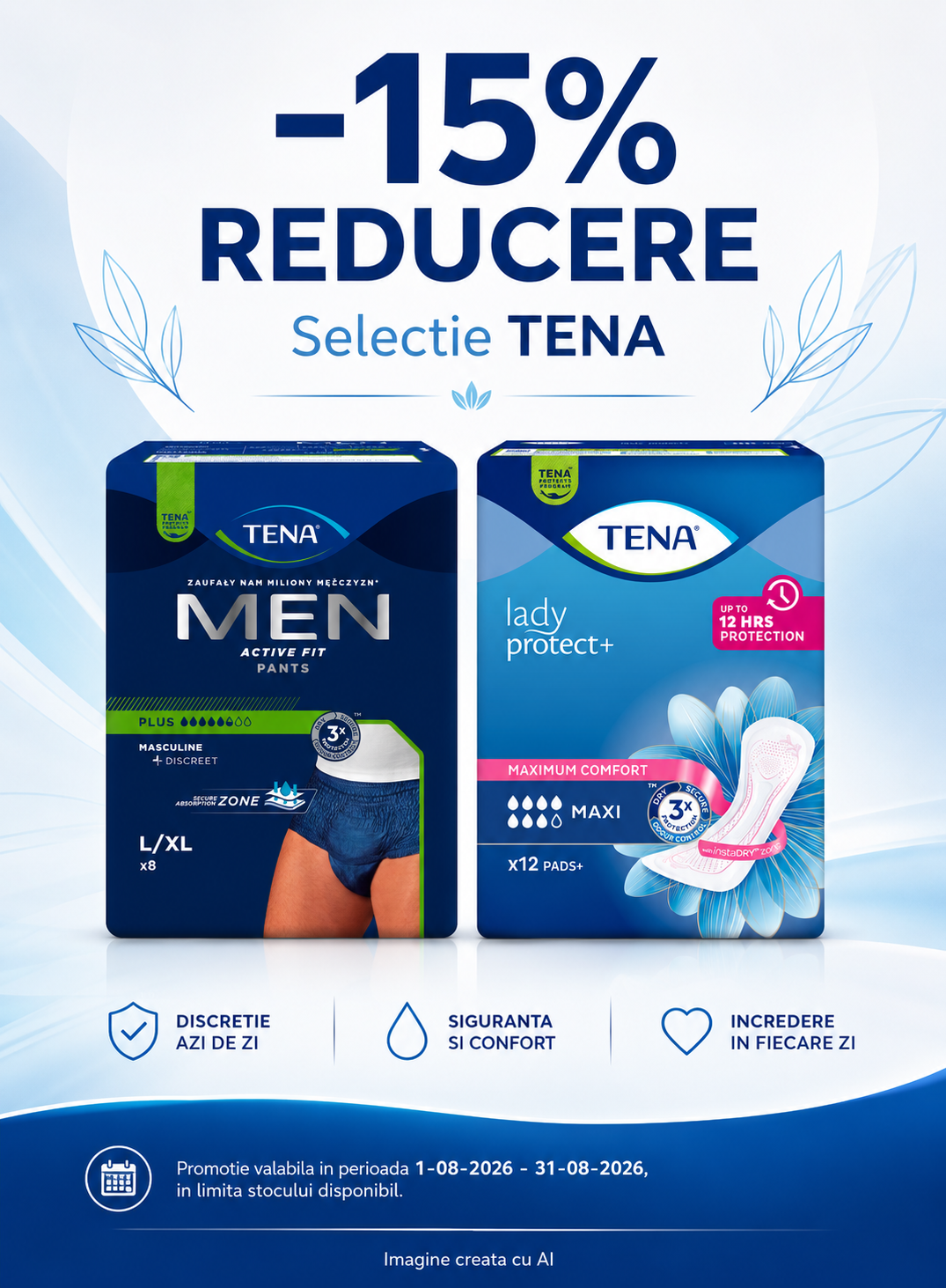 Promotie cu reducere 15% la Tena