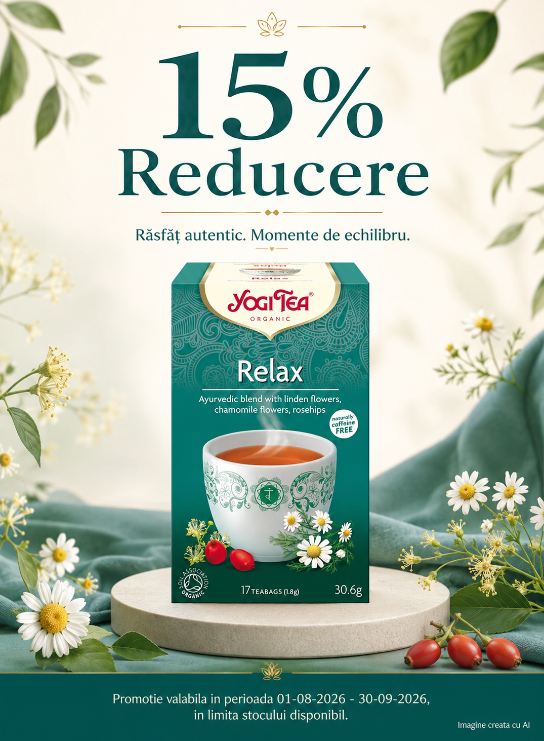 Promotie cu reducere 15% la Yogi Tea