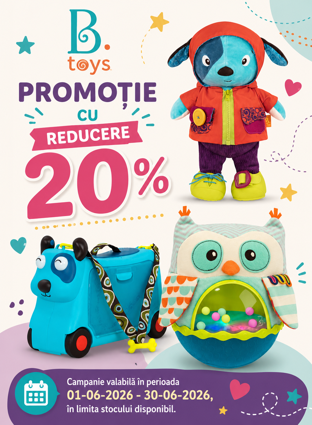 Promotie cu reducere 20% la B.Toys, Lullababy si Battat