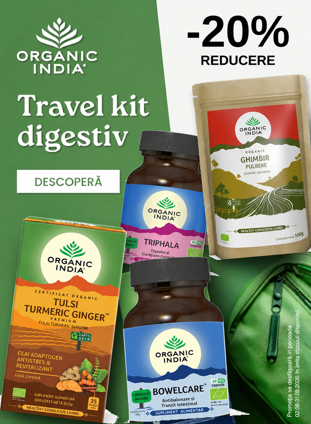 Promotie cu reducere 20% la Organic India