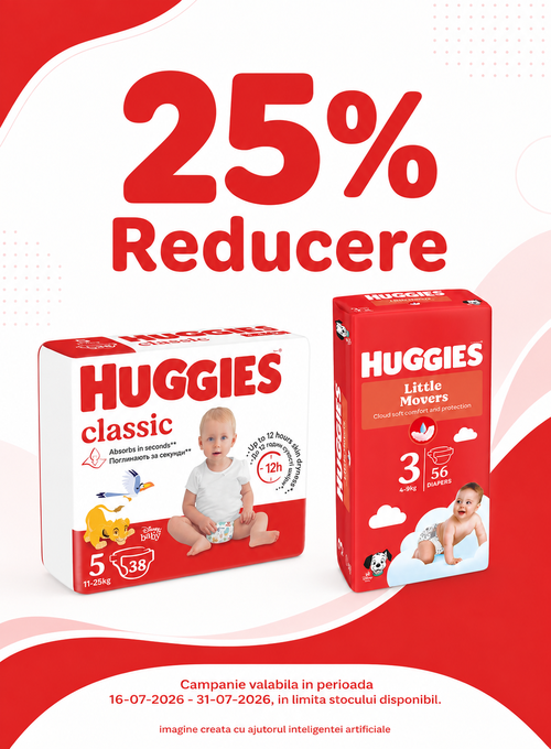Promotie cu reducere 25% la Huggies