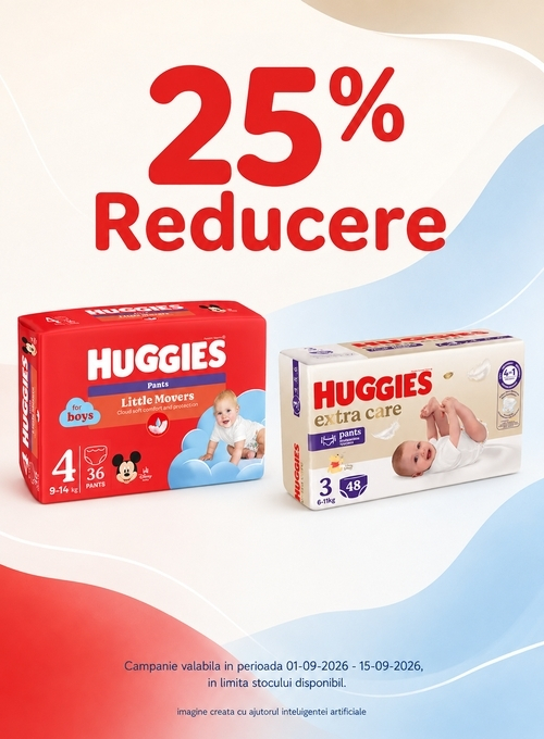 Promotie cu reducere 25% la Huggies