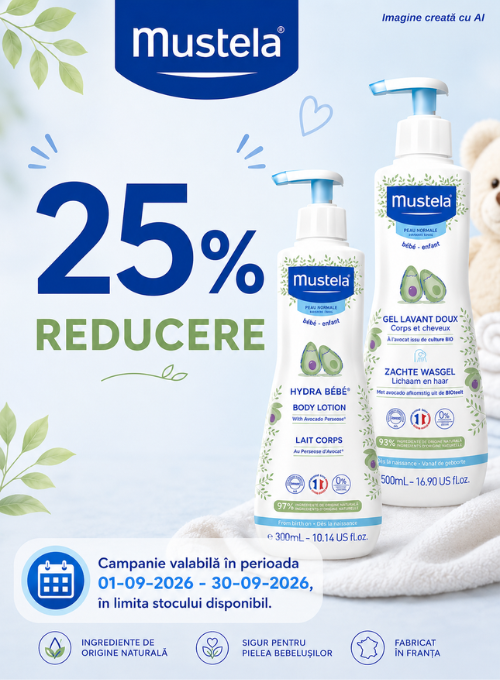 Promotie cu reducere 25% la Mustela