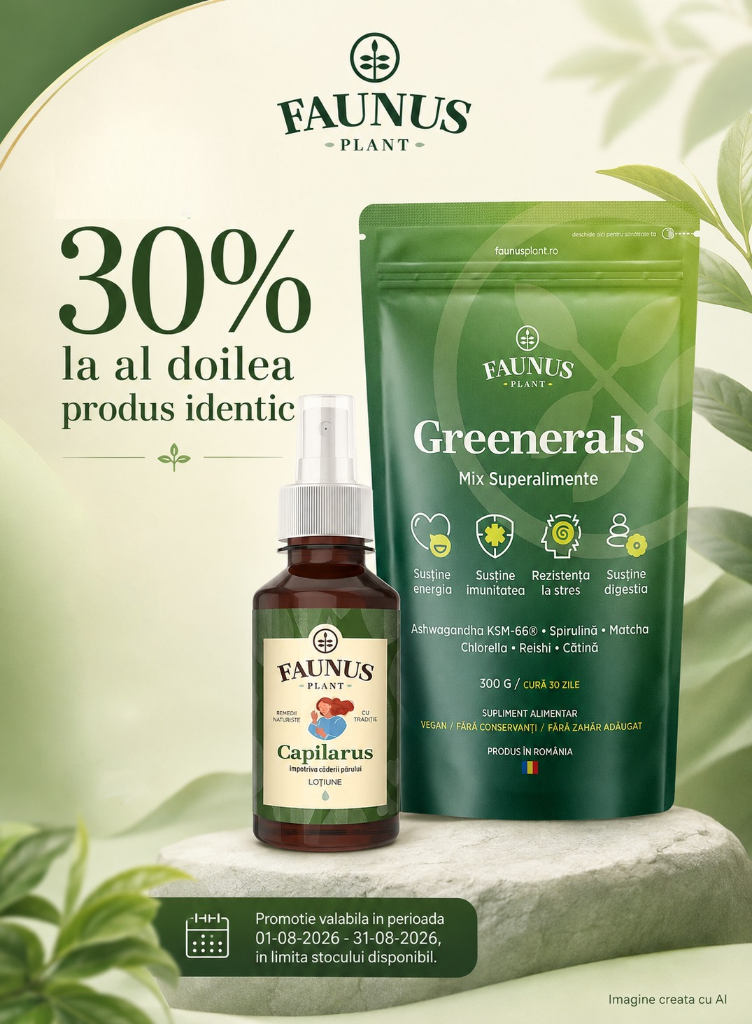 Promotie cu reducere 30% la al doilea produs identic Faunus