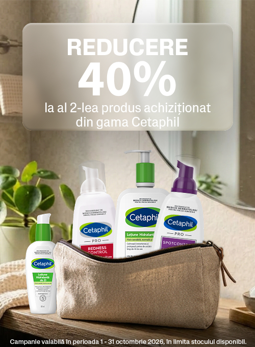 Promotie cu reducere 40% la al doilea produs Cetaphil