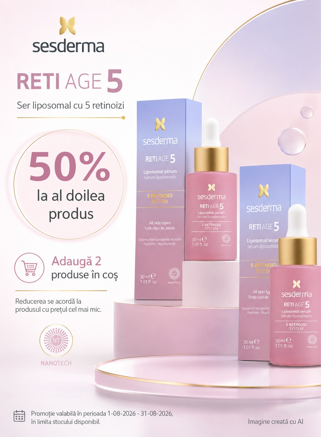 Promotie cu reducere 50% la al doilea produs Sesderma