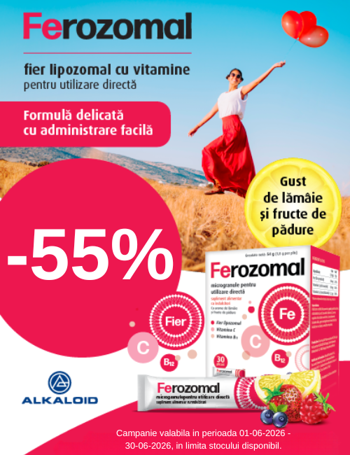 Promotie cu reducere 55% la Alkaloid - Ferozomal