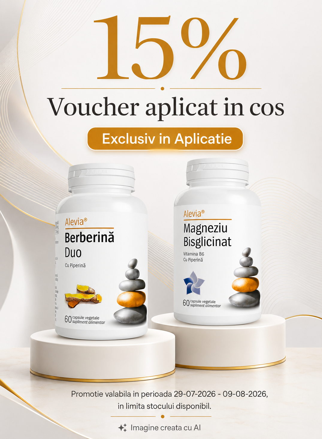 Promotie cu voucher 15% alicat in cos la Alevia Exclusiv in Aplicatie
