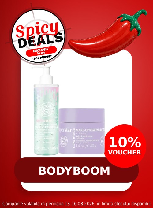 Promotie cu voucher aplicat in cos 10% la BodyBoom- Spicy Deals Exclusiv in Aplicatie