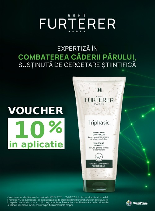 Promotie cu voucher aplicat in cos 10% la Rene Furterer Exclusiv in Aplicatie