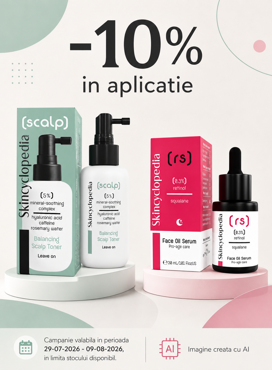 Promotie cu voucher aplicat in cos 10% la Skincyclopedia Exclusiv in Aplicatie