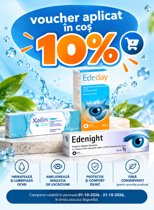 Promotie cu voucher aplicat in cos 10% la Visufarma si Ntc