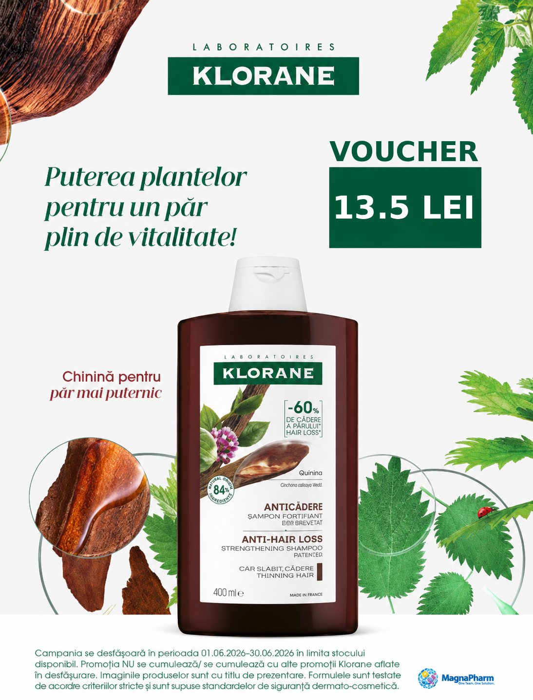 Promotie cu voucher aplicat in cos 13.5 lei la Klorane