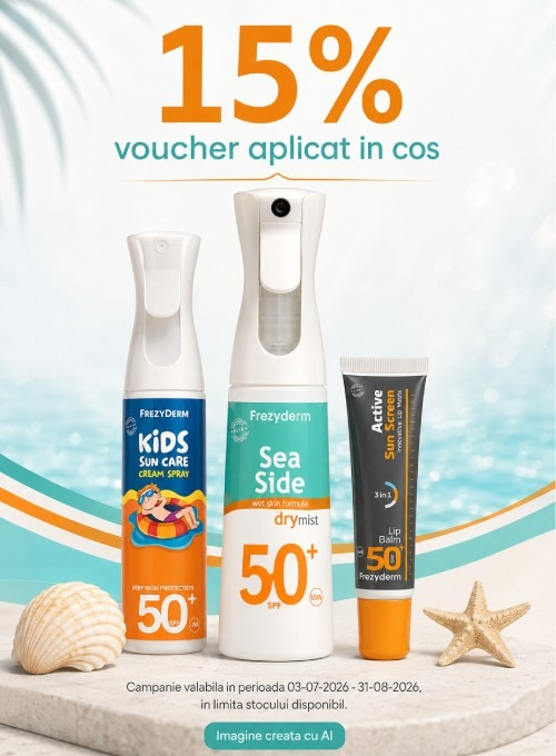 Promotie cu voucher aplicat in cos 15% la Frezyderm