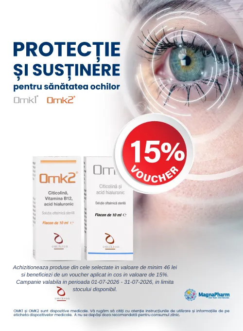 Promotie cu voucher aplicat in cos 15% la Omikron