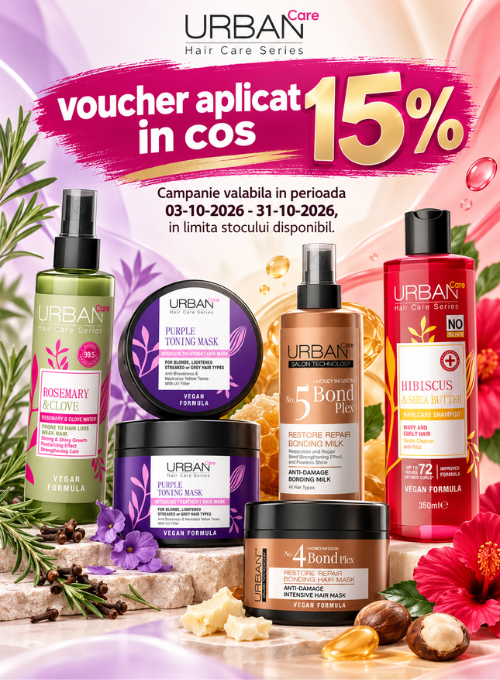 Promotie cu voucher aplicat in cos 15% la Urban Care